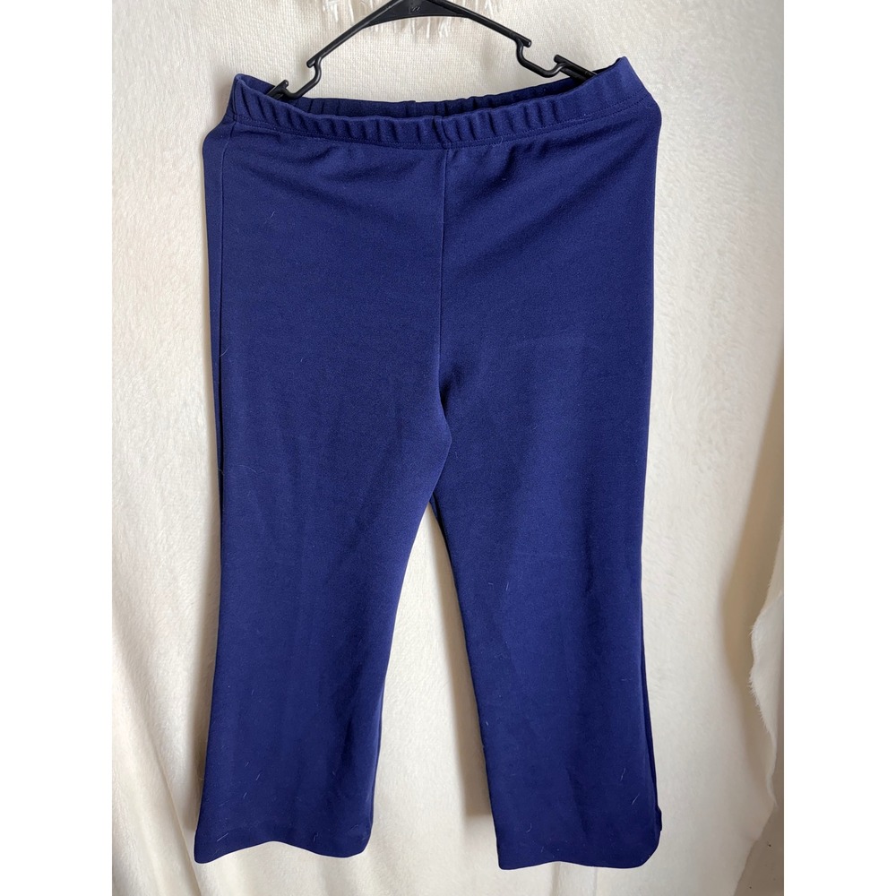 New Moves Navy Blue Cropped Leggings Stretch Knit Pants Size 14.5 Made in USA